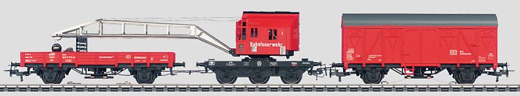 DB Network RR Fire Dept Emerg Aid Train w/Recovery Crane Car (L)