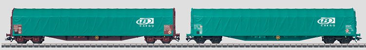 SNCB/NMBS type Rils Low Side 2-Car Set w/Sliding Tarp Covers (L)