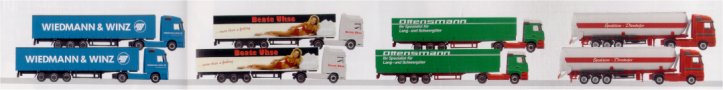 DB AG Rolling Road 8-Depressed Floor Flat Cars, 8-Semi Trucks &Display