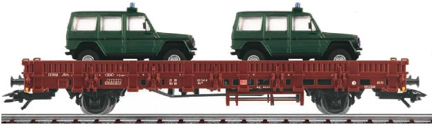 German Federal Border Patrol: Type Kls Flat Car w/2 Mercedes-