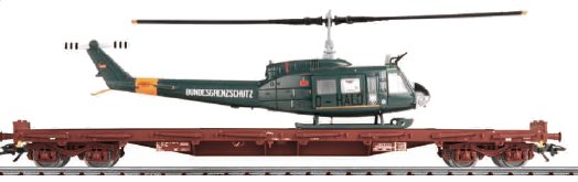 Italian Army: Type Rs Flat Car w/Bell Augusta Helicopter (L)