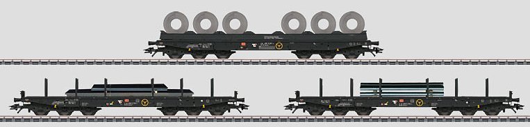 Set with 12 Heavy-Duty Flat Cars in a Display