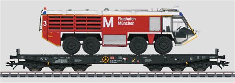 DB AG Typ Samms 709 Flat car w/Munich Flughafen fire vehicle