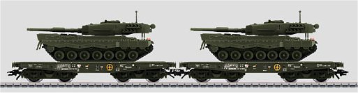 Flat car 2-Car Set w/Leopard Tank Loads