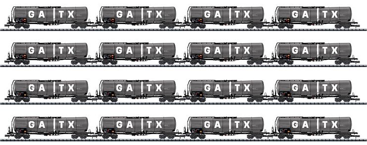 Display with 16 GATX Tank Cars.