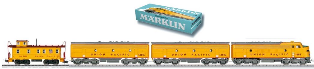 Union Pacific General Motors EMD F 7 A-B-A three-unit set & caboose