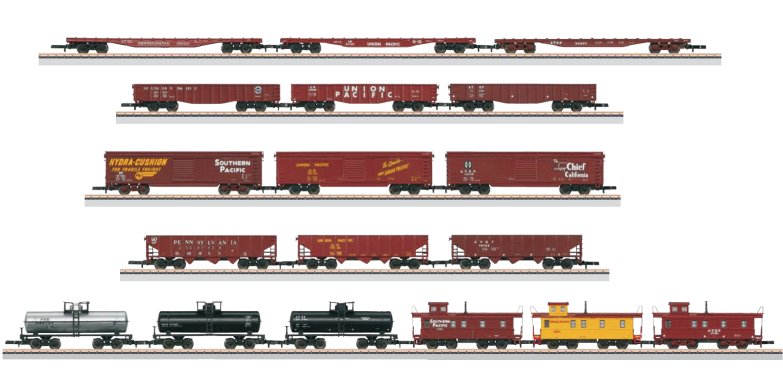 Display with 18 US Freight Cars
