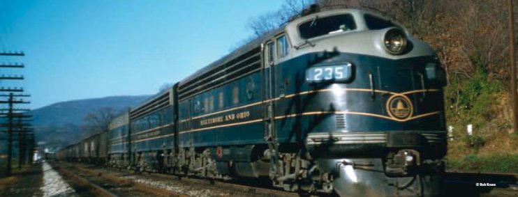 US Baltimore and Ohio (B&O) A-B-A Diesel train set with caboose