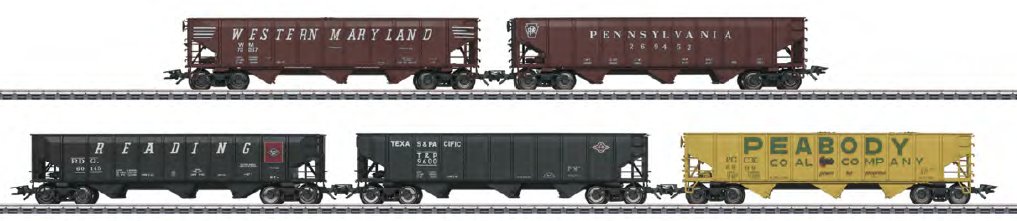 American Car Set with 5 Hopper Cars