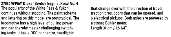 WP&Y Diesel Switch Engine, Road No. 4-Axle