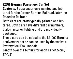 Bernina Passenger Car Set