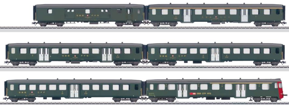 SBB Lightweight Steel Passenger Car Set for Shuttle Trains.