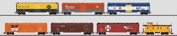 Set with 6 Tin-Plate Freight Cars.