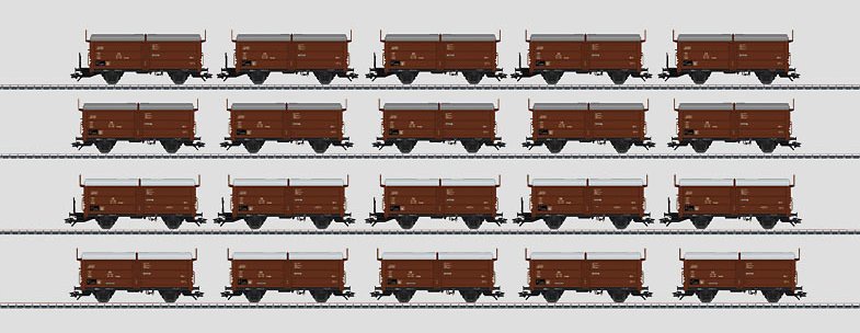 Display with 20 Type Tes-t-58 Kmmgks Freight Cars.
