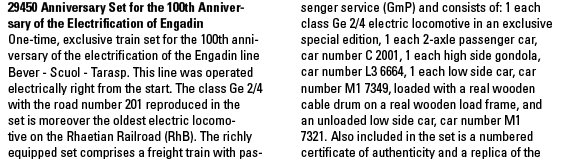 100th Anniversary Electrification of Engadin Set