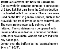 Car Set with Flat Cars for Containers