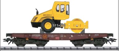 DB AG Flat Car with Steamroller Load