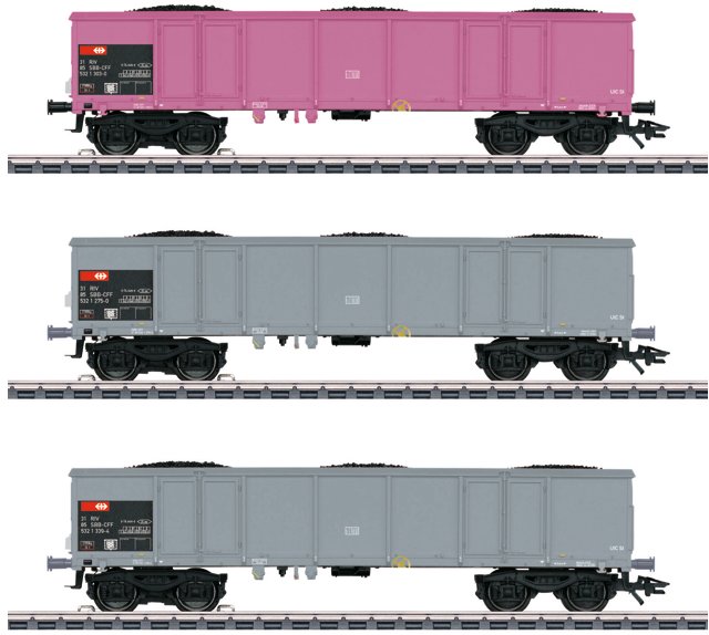 SBB type Eaos High Side Gondola 3-Car Set, w/Marker Light