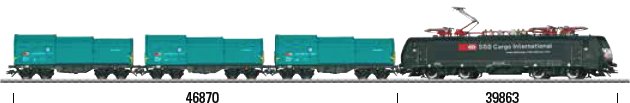 SBB Cargo Type Shimmns Flat 3-Car Set w/Telescoping Covers
