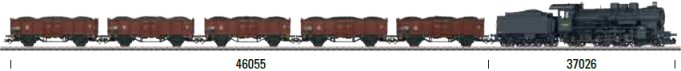 DSB Type P Freight 5-Car Set, weathered, Era III