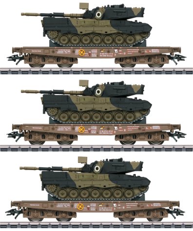 DSB Type Slmmps Heavy-Duty Flat 3-Car Set with Leo Tanks, Era V