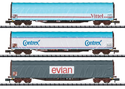 SNCF Mineral Water Transport Sliding Tarp Car Set