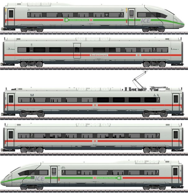 Class 412/812 ICE 4 Powered Railcar Train with a Green Stripe